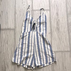 Blue and white striped romper